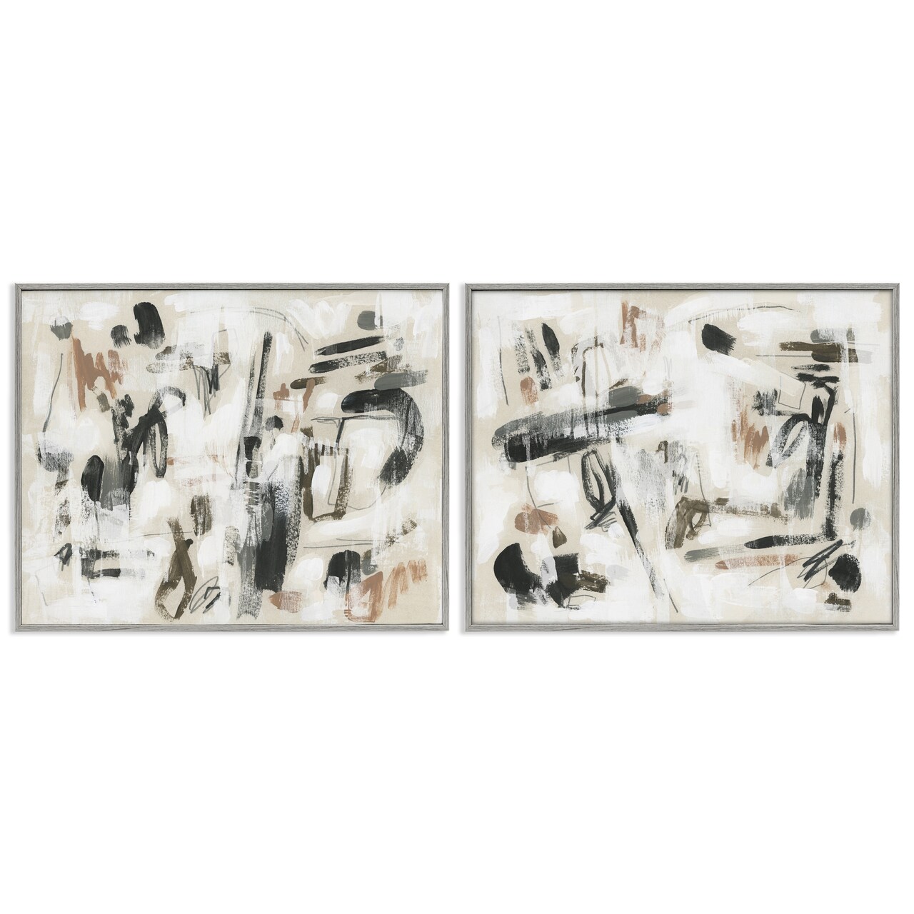 Stupell Industries Neutral Earth Tones Abstraction 2pc Framed Giclee Set Design by June Erica Vess